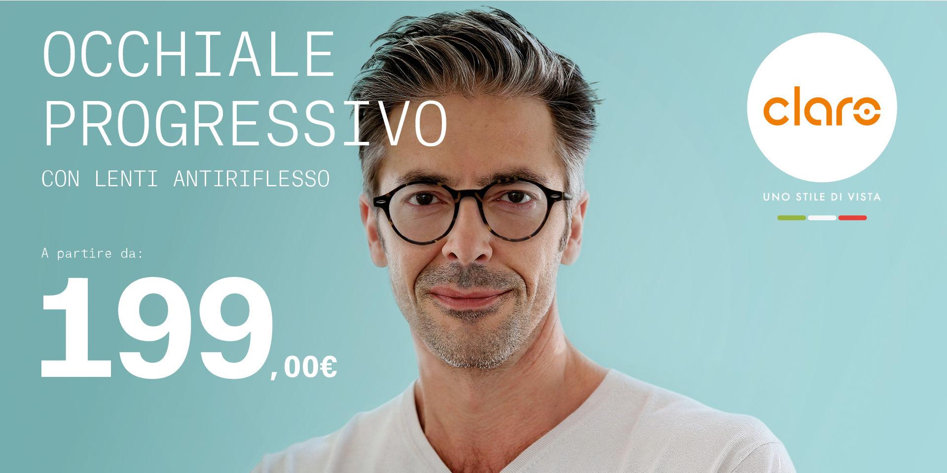 Occhiale progressivo completo di lenti antiriflesso a partire da soli 199€!